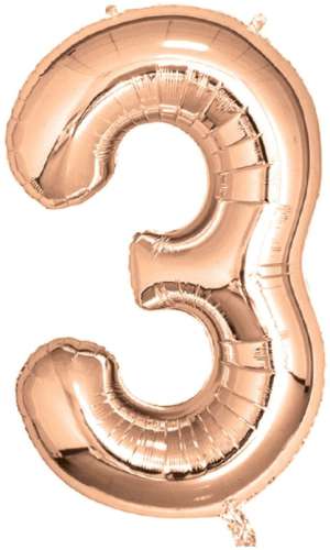 Rose Gold Foil Number Balloon - No 3 - Click Image to Close
